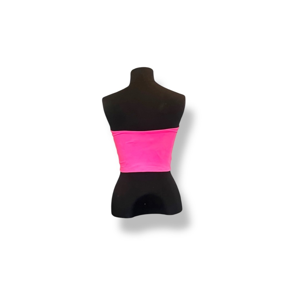 𝐒𝐔𝐒𝐀𝐍𝐀 𝐌𝐎𝐍𝐀𝐂𝐎 Neon Pink Strapless Crop Top - Picture 2 of 4